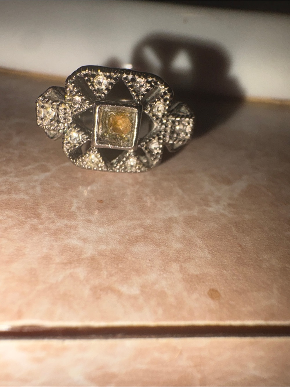 Art Deco Silver and  CZ statement Ring